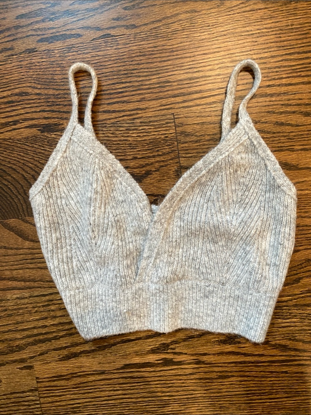 Abercrombie & Fitch Light Gray Ribbed V-Neck Knit Camisole